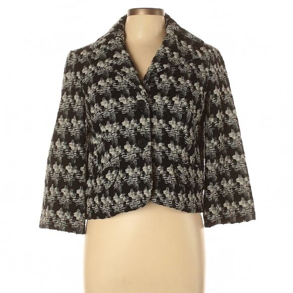 Robert Rodriguez Black and Ivory Wool Blend Short Jacket Size 10 - Picture 1 of 15